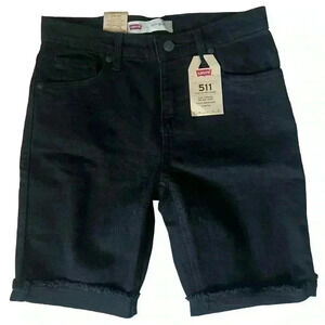 Levi Boys New with Tags 511 Slim Cut-off Black Denim Shorts